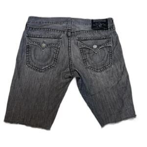 Black Distressed True Religion‎ Men Denim Jean Shorts